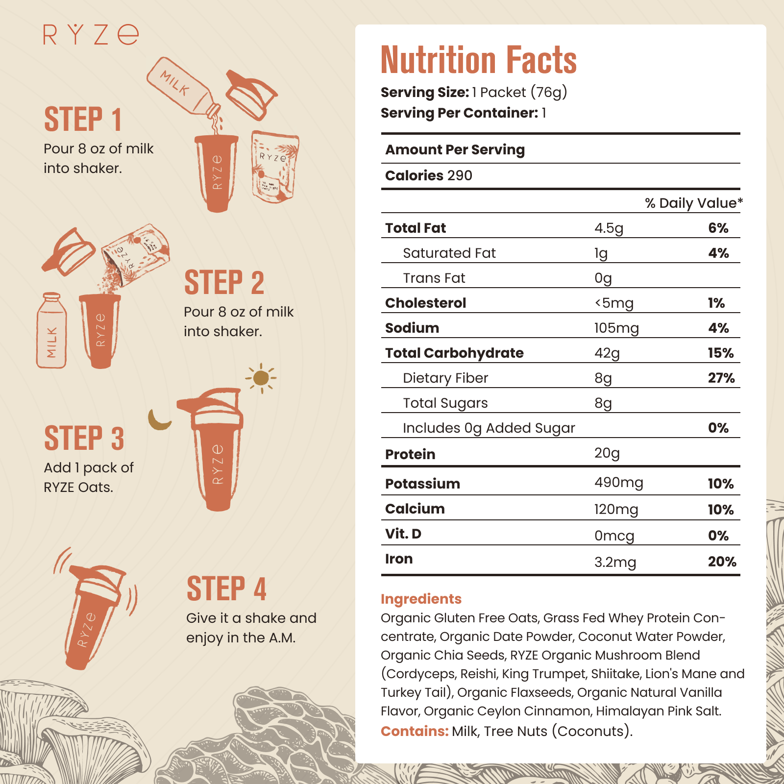 Mushroom Overnight Oats Pack (28 Servings)